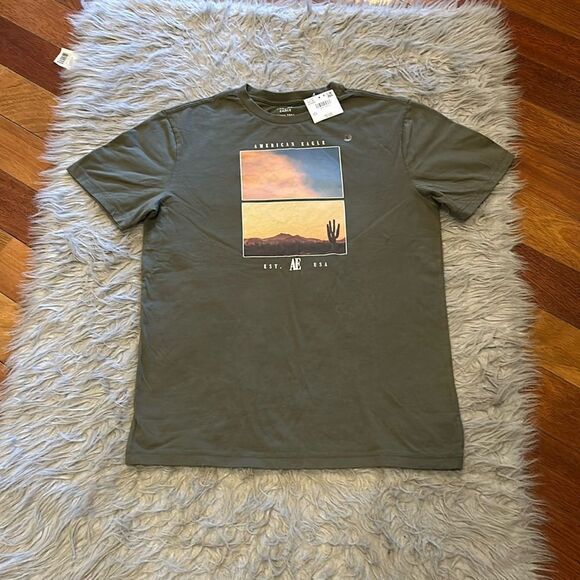 NWT American Eagle super soft olive‎ green graphic tshirt size small - Picture 1 of 5